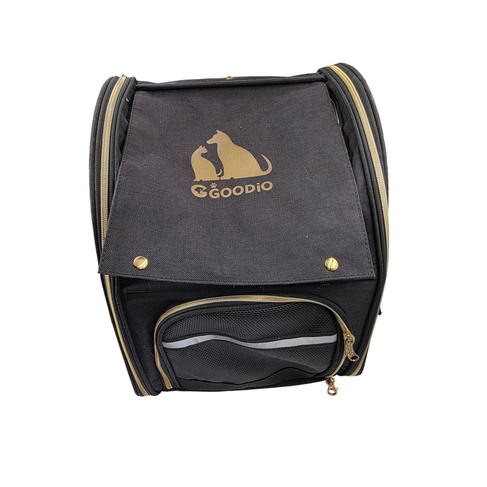 Goodio Pet Carrier Backpack Black‎ Gold Small Dog Cat Breathable Mesh Travel Bag